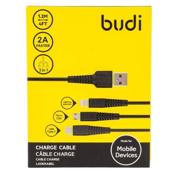 BUDI 3 IN 1 Fast Cable 2A 1.2M