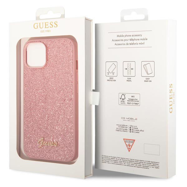 GUESS Glitter Flakes (Suits iPhone 14 Series) - Pink