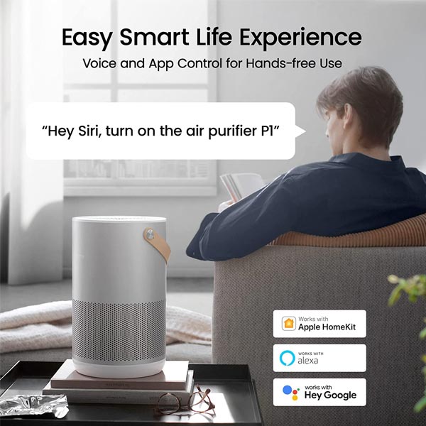 Smartmi Air Purifiers for Home, Works with HomeKit Alexa, Smart Air Purifier with Handle, Auto Mode, 19db, 0.08 µm Particles Captured, P1