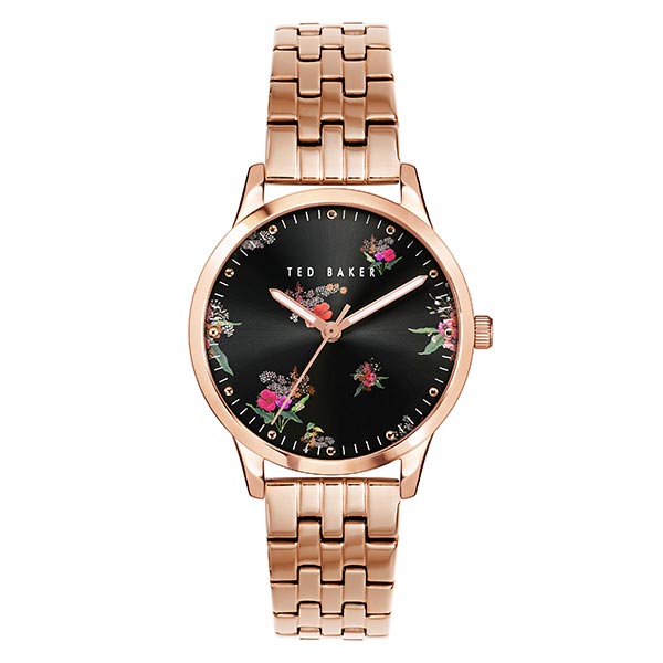 Ted Baker Fitzrovia Bloom 37mm Analog Black Stainless Steel Women Rose Gold Watch (BKPFZS118)