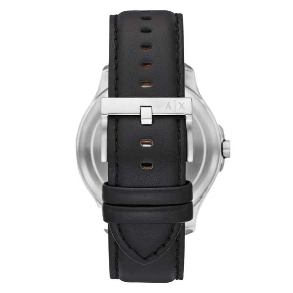 Armani Exchange Automatic Quartz Three-Hand Date Black Leather Men's Watch (AX2445)