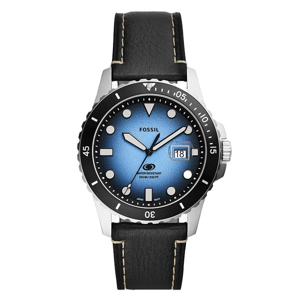 Fossil Fossil Blue Three-Hand Date Black Eco Leather Men's Watch (FS5960)