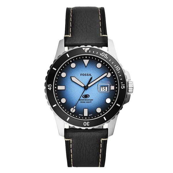 Fossil Fossil Blue Three-Hand Date Black Eco Leather Men's Watch (FS5960)