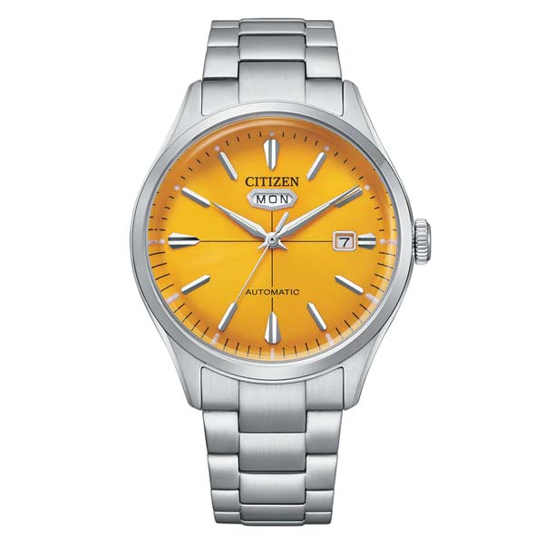 Citizen Automatic Yellow Dial Silver Stainless Steel Men Watch (NH8391-51Z)