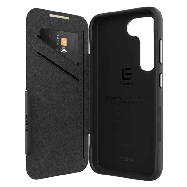 EFM Monaco Case Armour with ELeather and D3O 5G Signal Plus Technology (Suits Samsung Galaxy S23/S23+) - Black/Space Grey