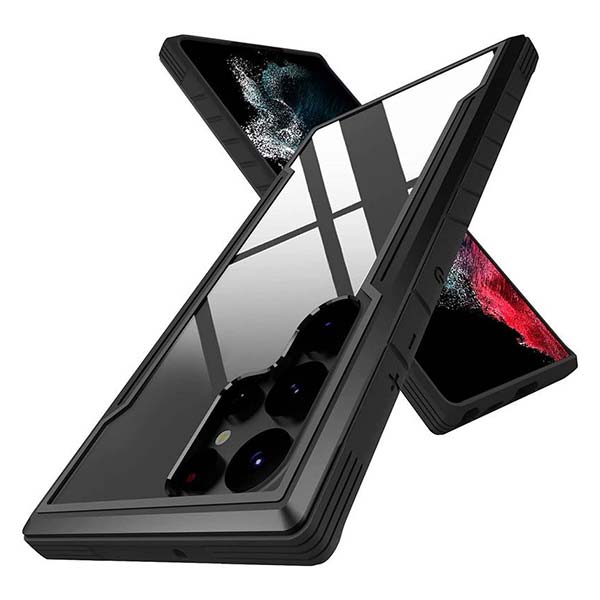 Soka Durable Metal + Flexible TPU Frame Case (Suits Galaxy S23 Ultra) - Black