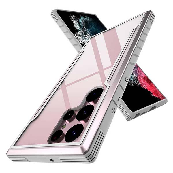 Soka Durable Metal + Flexible TPU Frame Case (Suits Galaxy S23 Ultra) - Rose Gold