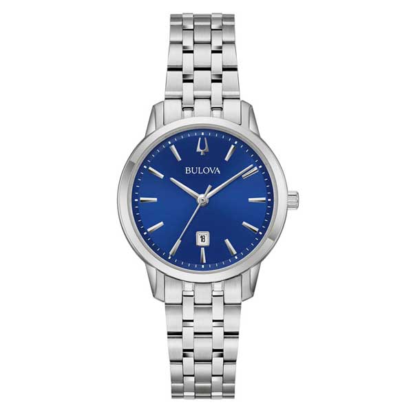 Bulova Blue Dial Classic Stainless Steel Women's Watch (96M166)