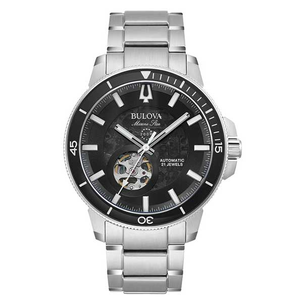 Bulova Marine Star Black Dial Automatic Men's Watch (96A290)