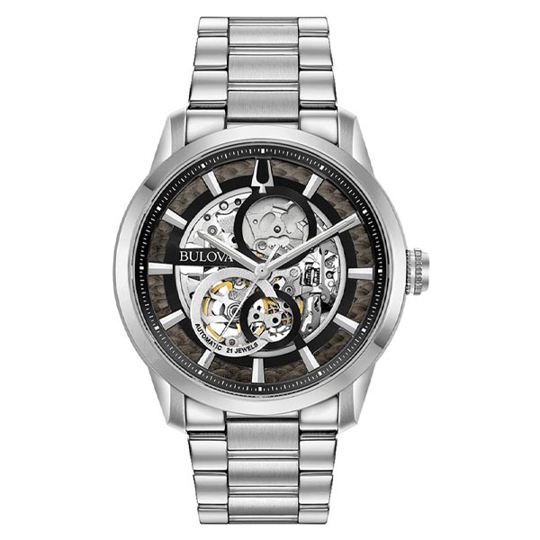 Bulova Sutton Automatic Skeleton Black Dial Men's Watch (96A208)