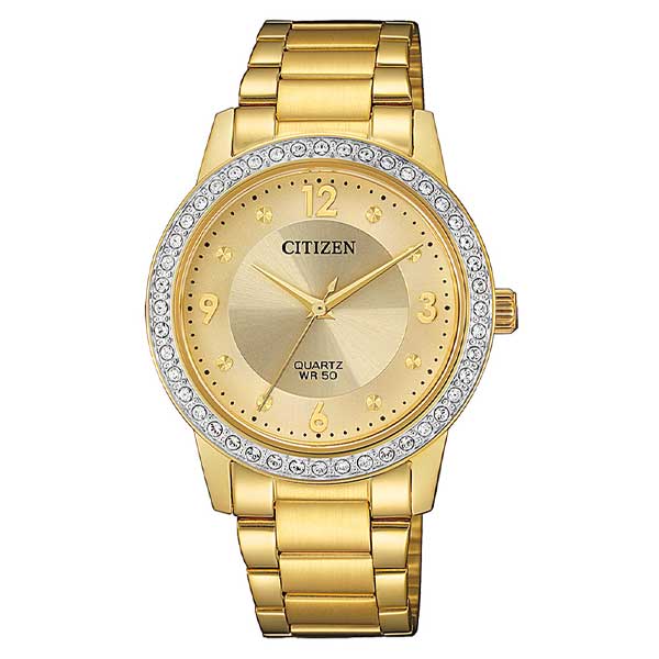 Citizen Gold-Tone Crystal Stainless Steel Women's Watch (EL3092-86P)