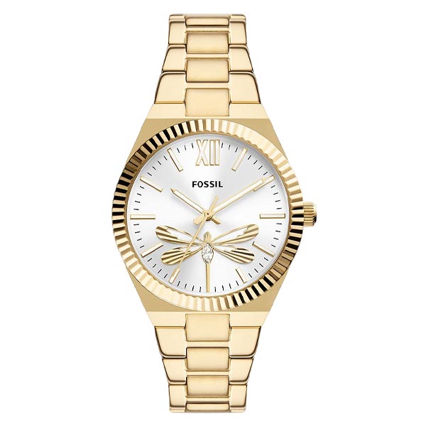 Fossil Scarlette Three-Hand Gold-Tone Stainless Steel Watch (ES5262)