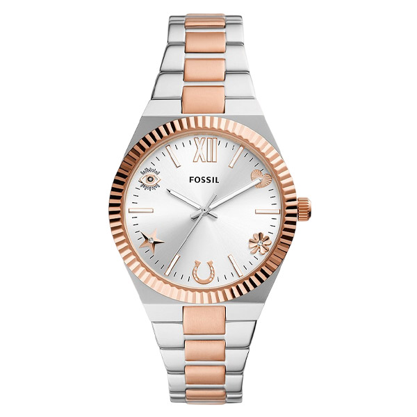 Fossil Scarlette Three-Hand Two-Tone Stainless Steel Watch Rose Gold (ES5261)