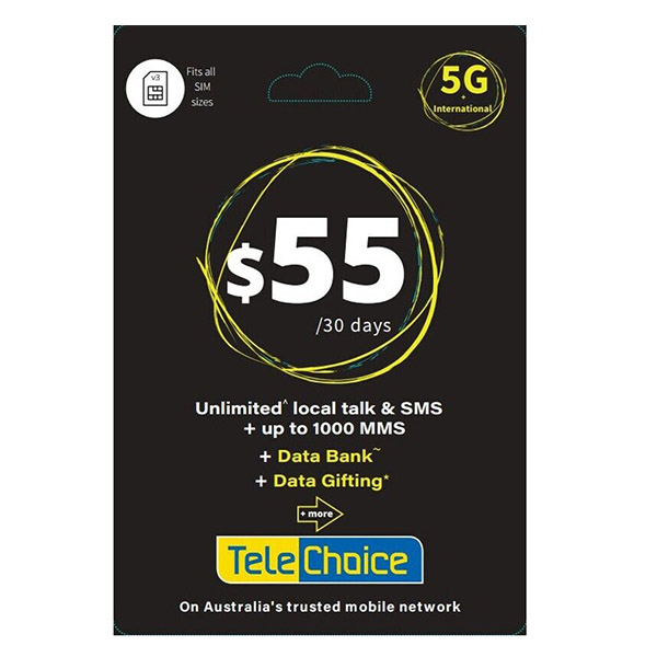 TeleChoice 5G $55 Prepaid SIM Card - Pop Phones, Australia
