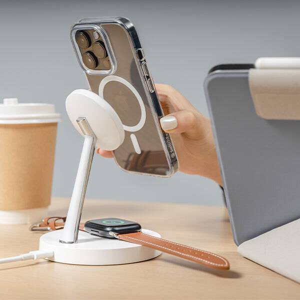 SwitchEasy MagPower 2-in-1 Magnetic Wireless Charging Stand - White