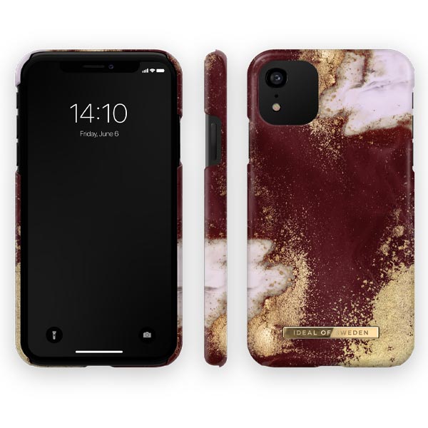 Ideal Of Sweden Fashion Case (Suits iPhone 11/XR) - Golden Burgundy Marble