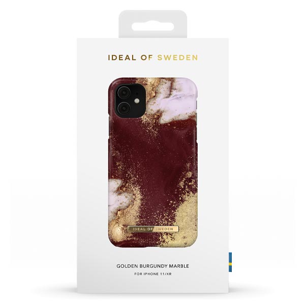 Ideal Of Sweden Fashion Case (Suits iPhone 11/XR) - Golden Burgundy Marble