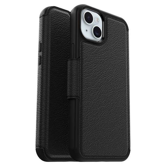 OtterBox Strada Folio MagSafe Case (Suits iPhone 15 Plus) - Black - Pop Phones, Australia