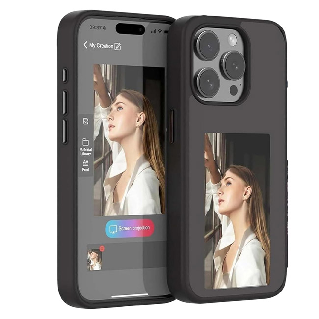 Pop Phones Smart NFC E-Ink Screen Case (Suits iPhone 15 Pro) - Black - Pop Phones, Australia