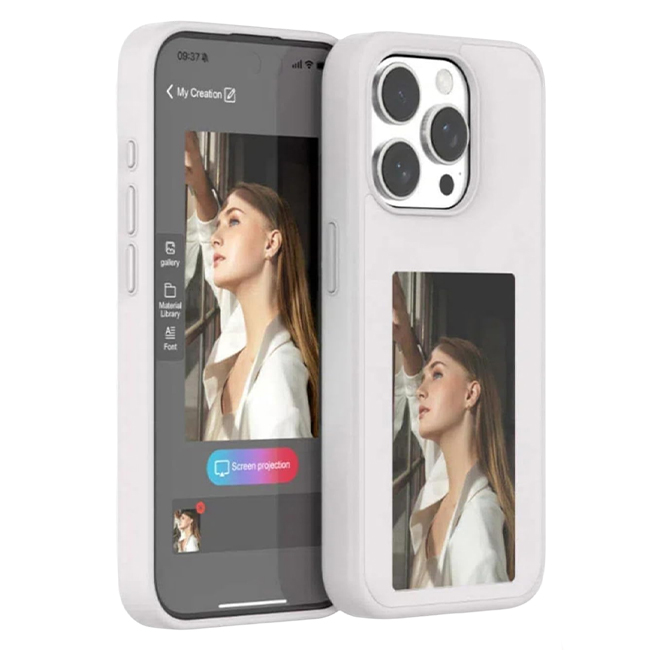 Pop Phones Smart NFC E-Ink Screen Case (Suits iPhone 15 Pro) - White - Pop Phones, Australia