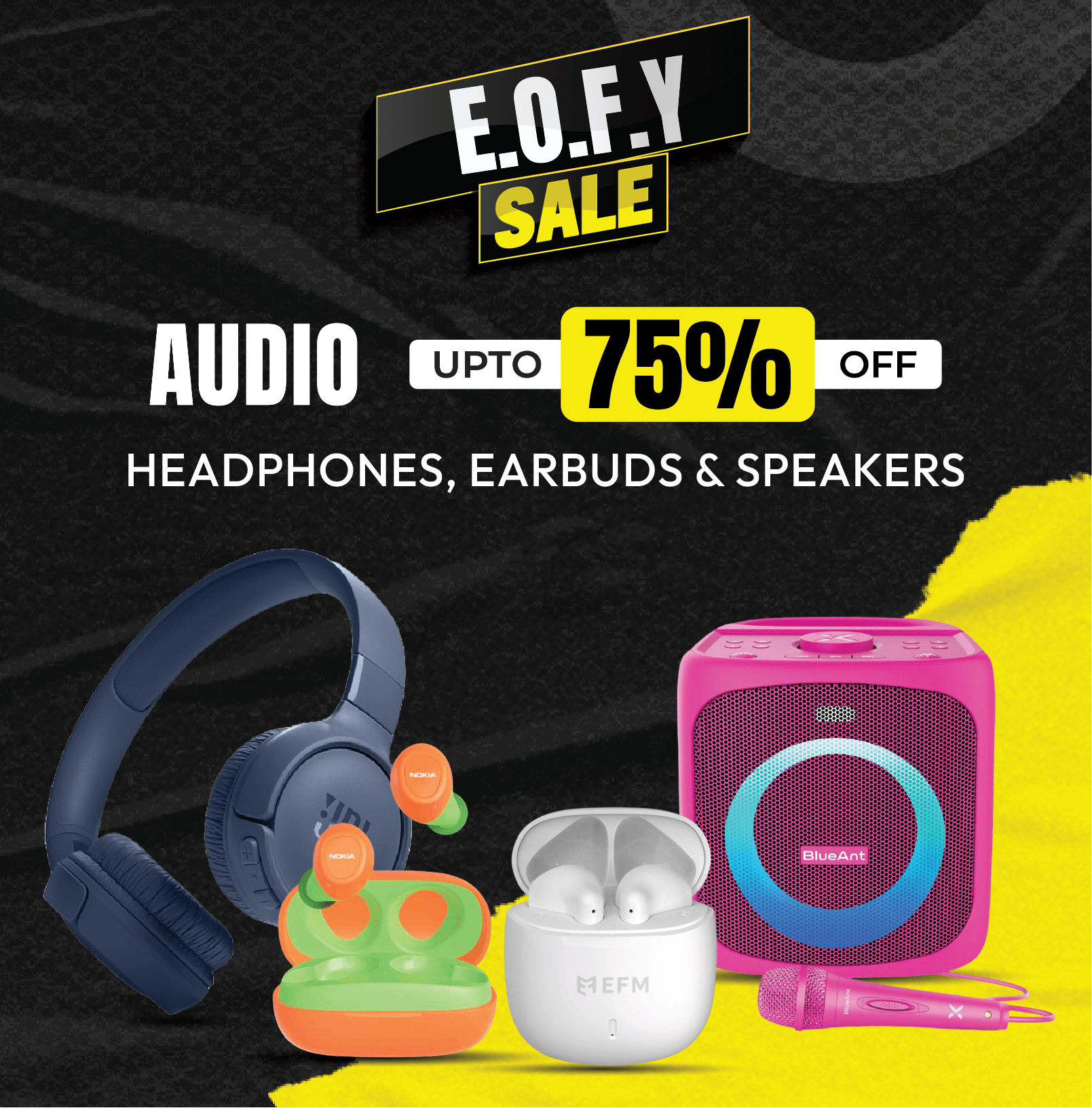 Upto 75% OFF on Headphones, Earbuds and Speakers