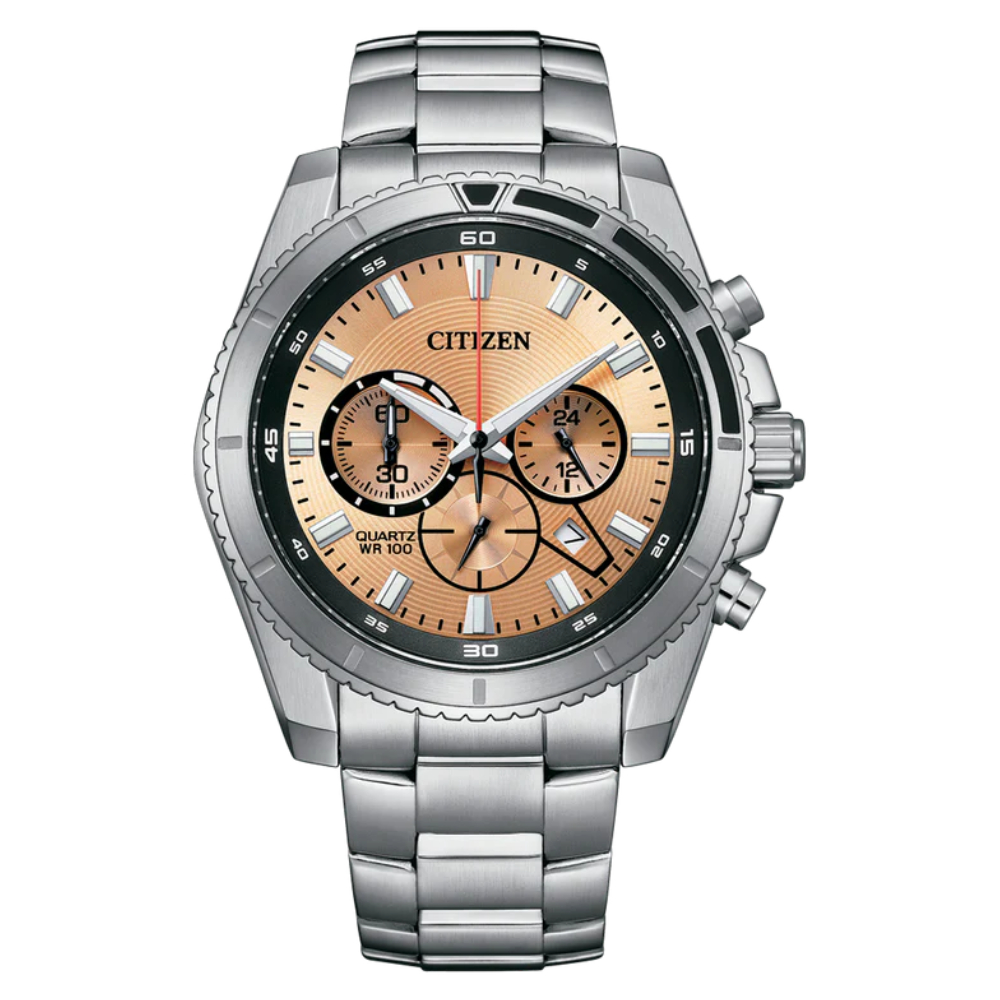 Citizen Chronograph Peach Stainless Steel Dial Men’s Watch (AN8200-50X) - Pop Phones, Australia