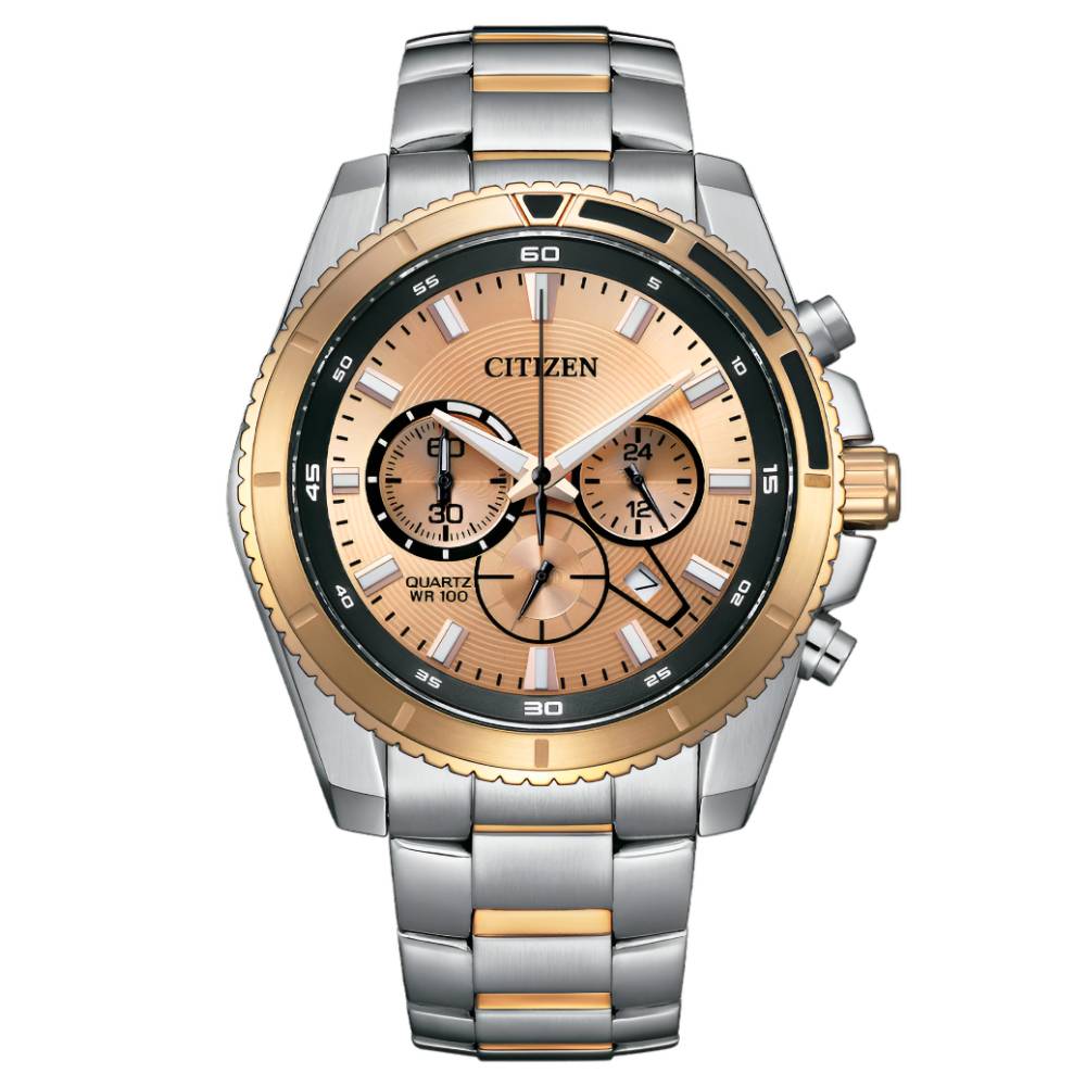 Citizen Classic Chronograph Quartz Rose Gold Dial Men’s Watch (AN8204-59X) - Pop Phones, Australia