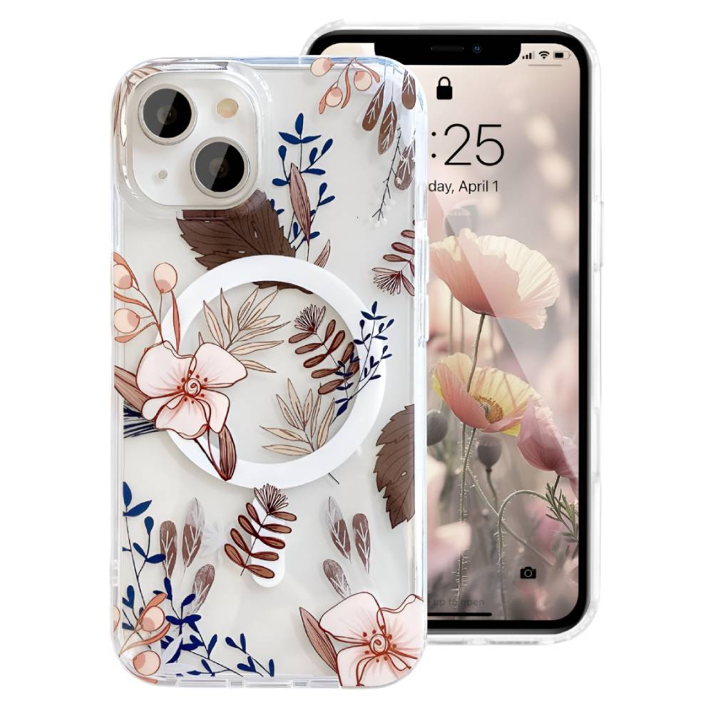 Soka Flower MagSafe Case (Suits iPhone 15) – Brown Flower - Pop Phones, Australia