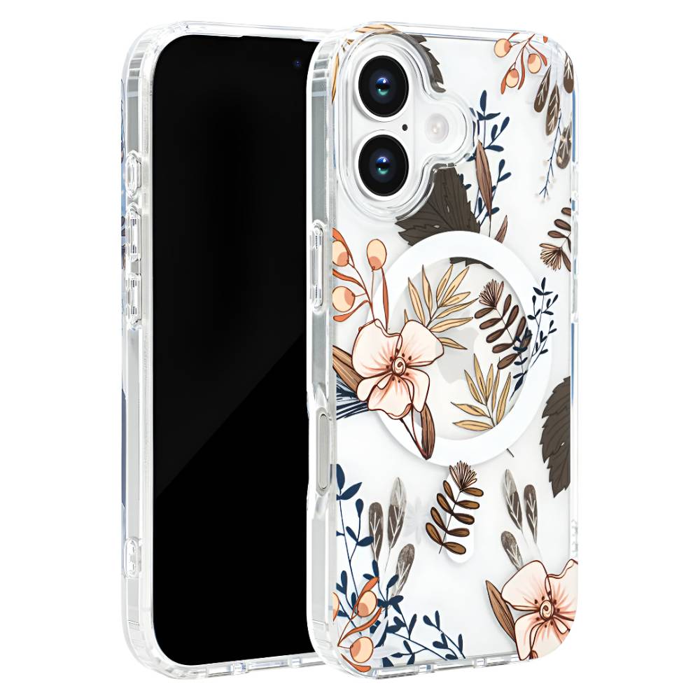 Soka Flower MagSafe Case (Suits iPhone 17) – Brown Flower - Pop Phones, Australia