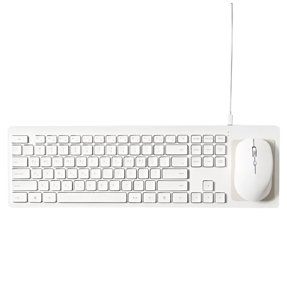 Pout Hands 5 Combo Wireless Keyboard with Qi Charging Pad & Mouse – White - Pop Phones, Australia