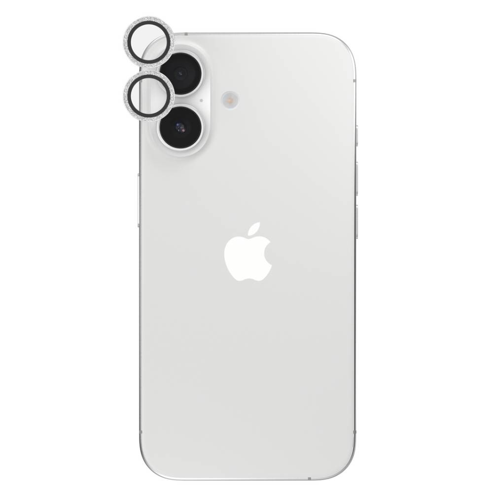 ZAGG Luxury Camera Rings Silver Glitter (Suits iPhone 16/ 16 Plus) – Silver - Pop Phones, Australia