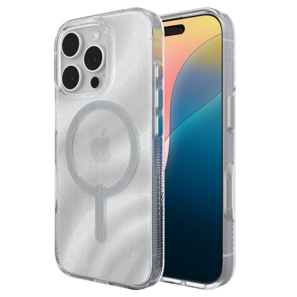 ZAGG Milan Snap MagSafe Case (Suits iPhone 16 Pro) – White Swirl Glitter - Pop Phones, Australia