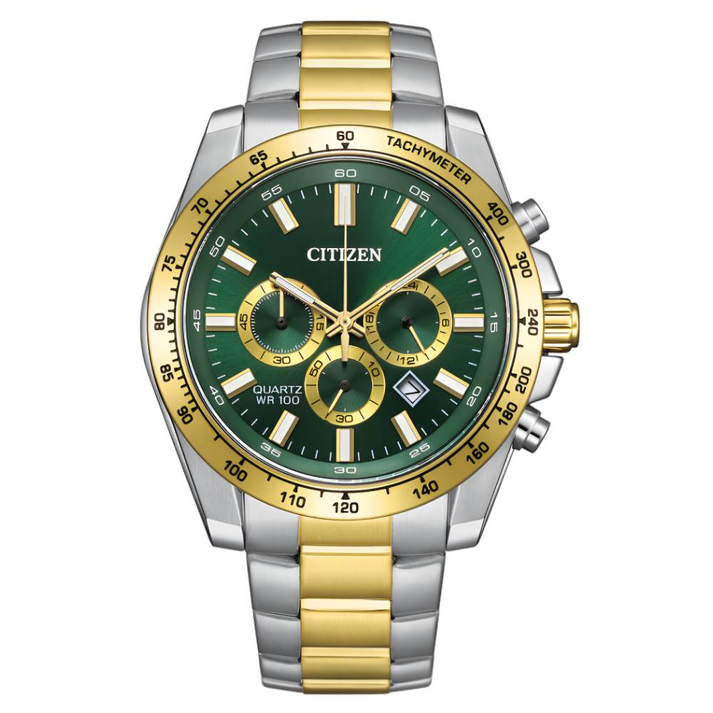 Citizen Sports Chronograph Quartz Green Dial Men’s Watch (AN8234-58X) - Pop Phones, Australia